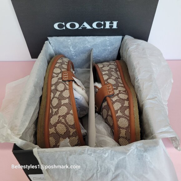 COACH Forest Slipper In Signature Textile Jacquard & Leather-Women’s Size 9B ⭐ - Picture 15 of 16